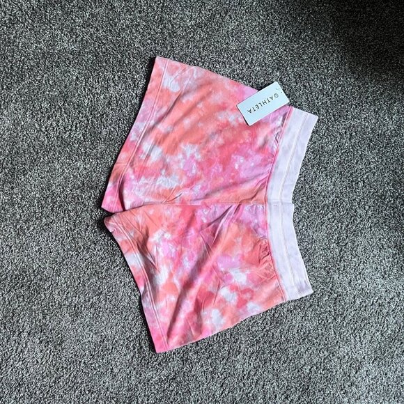 NWT Plus Sized Athleta Balance Printed 4” Shortie, Pink Orange Tie-Dye, Size 1X - Picture 3 of 6